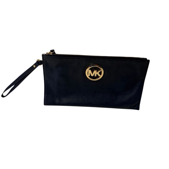 Michael Kors nevy blue Clutch with Gold Logo - Picture 9 of 10